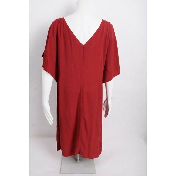 Theory Andzelika Rosina Crepe Slit Sleeve Shift Dress Red Size 10 Party Cocktail - Picture 5 of 8